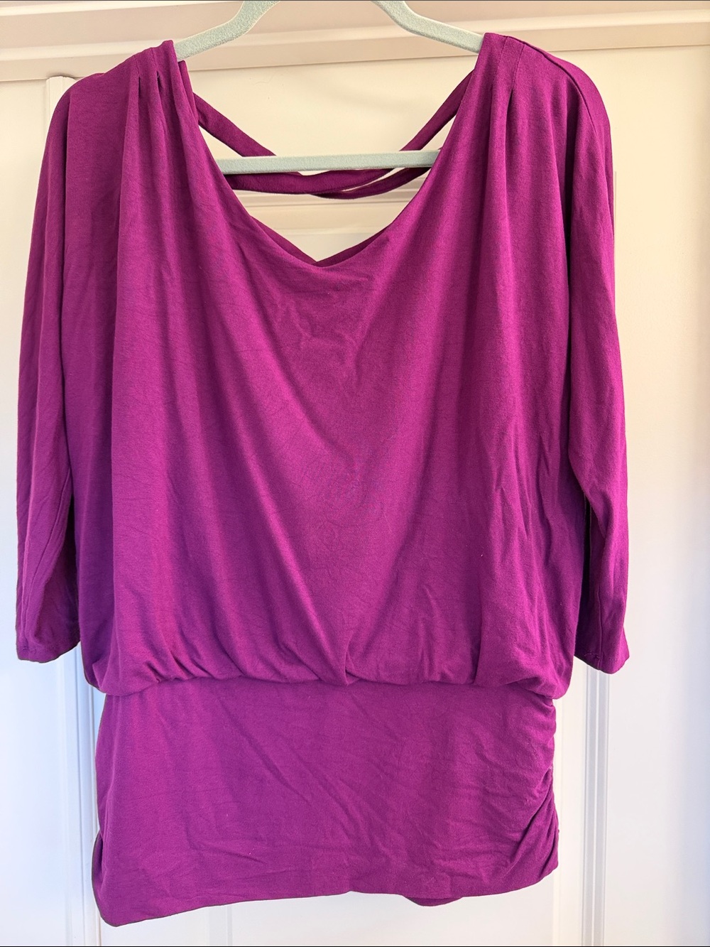 White House Black Market Fuchsia Dolman Sleeve Tunic Top